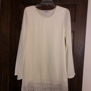 Off white long sleeve lined dress